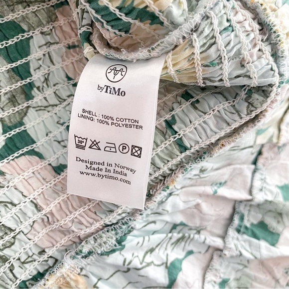 NEW ByTimo Festive Cotton Smocking Smocked Dress Dandelion Floral Puff Sleeves - Picture 10 of 14